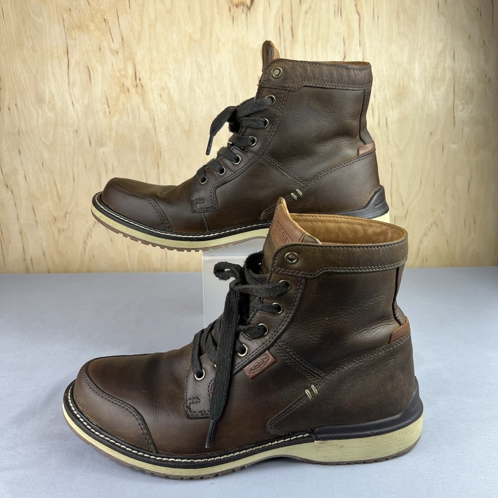KEEN Eastin Men's Size 9 Brown Leather Ankle Boots Lace Up Comfort 1022065